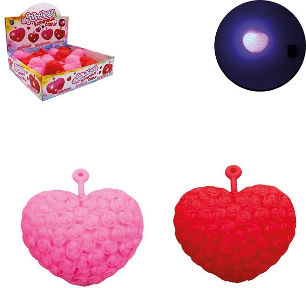 Heart with light, 10x8cm, 2 assorted colors, antistress