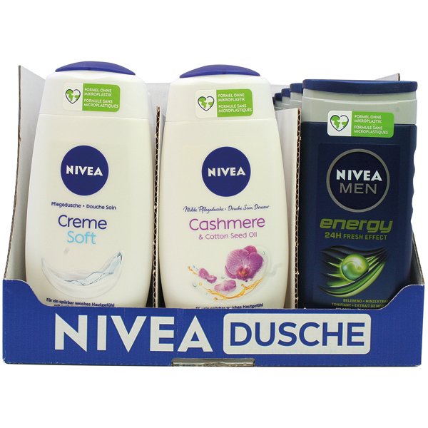 Nivea Dusch 250ml 18er Mixkarton 3fach sortiert