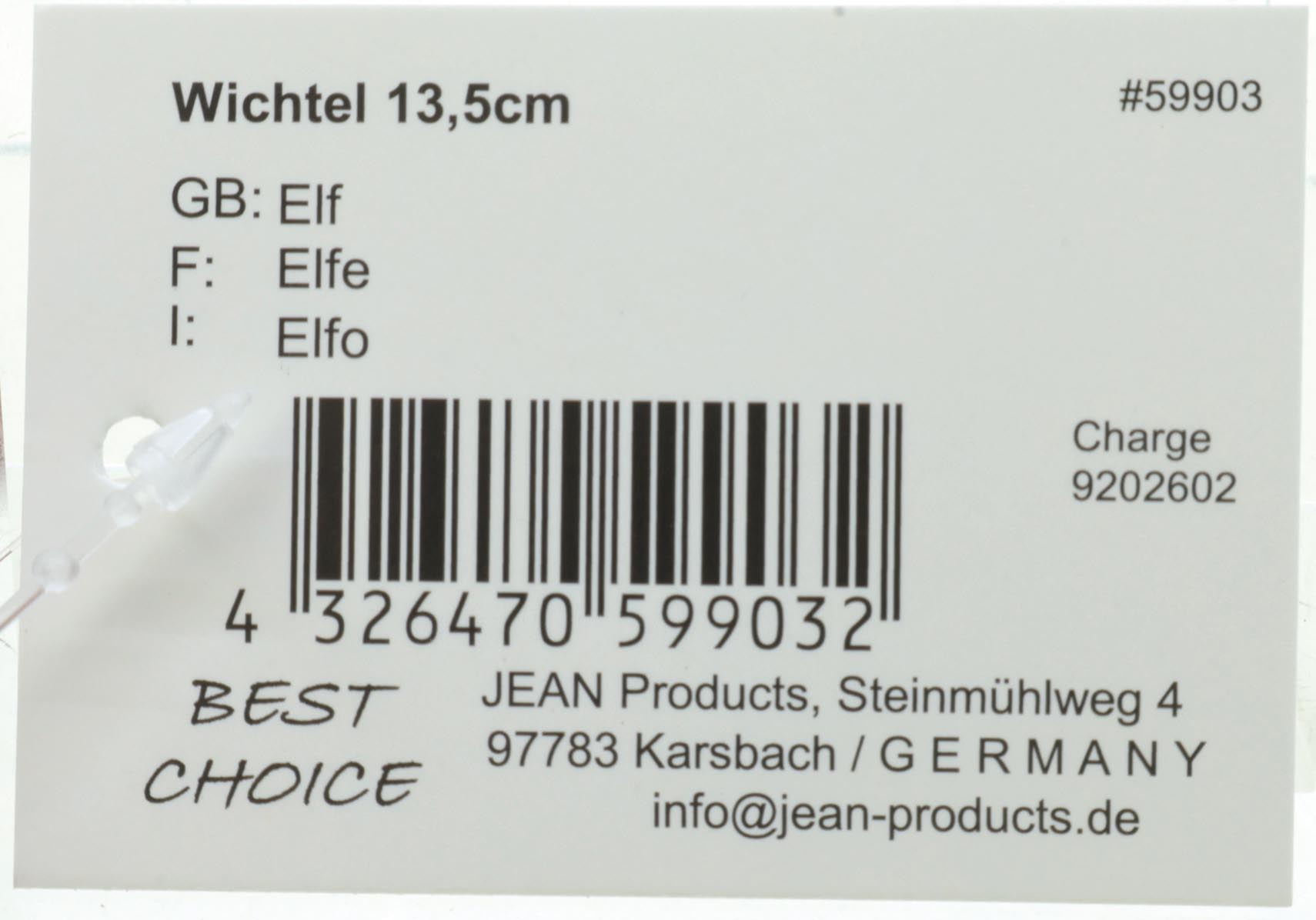 Süßer Wichtel mit Stoffmütze 13,5x5,5cm