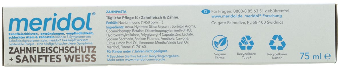 Meridol Zahncreme 75ml Sanftes Weiss