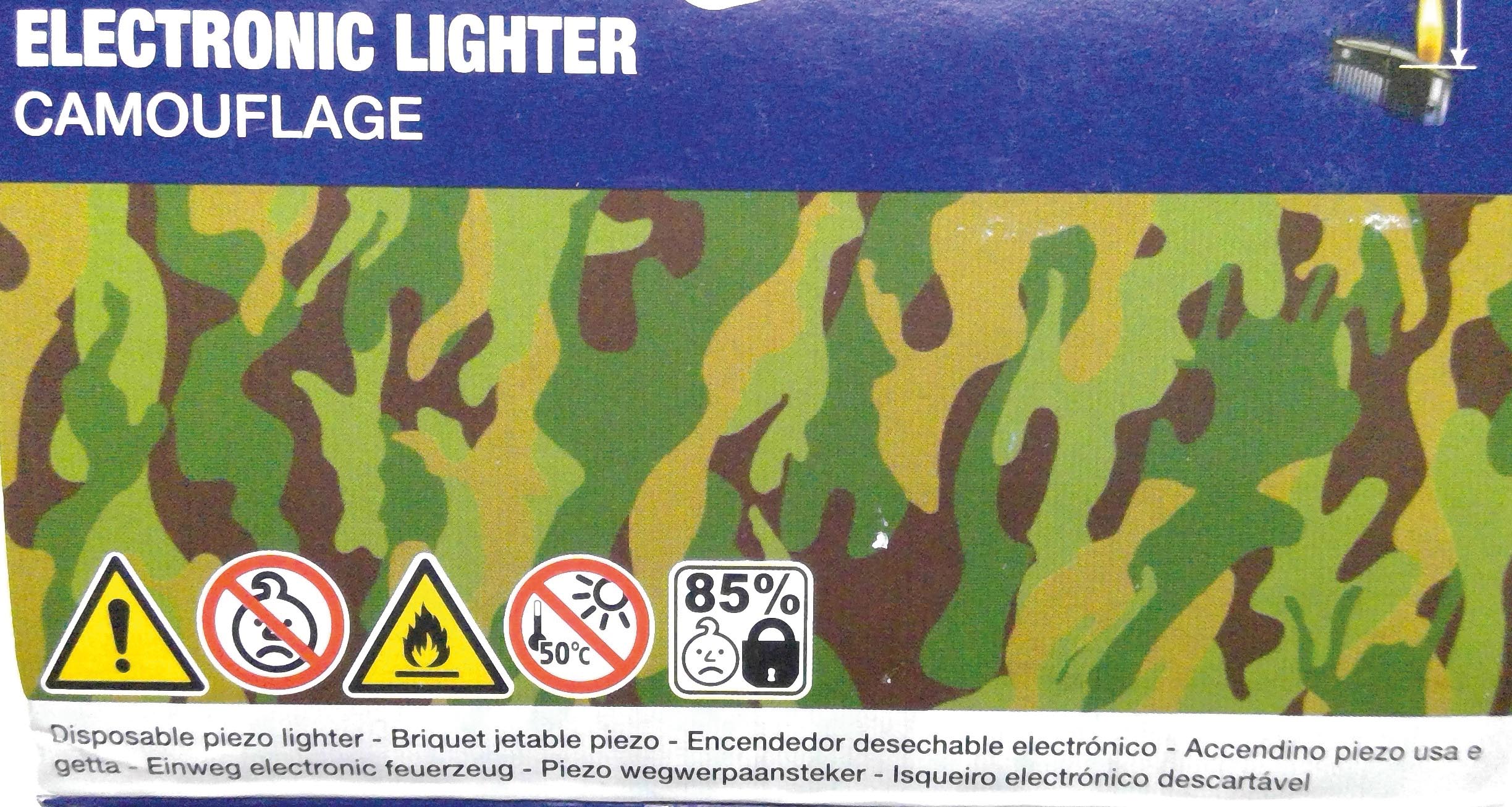 Briquet CAMOUFLAGE, 5 couleurs assorties dans le