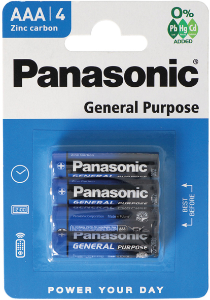 Battery PANASONIC Micro AAA 4pc Pack on Card