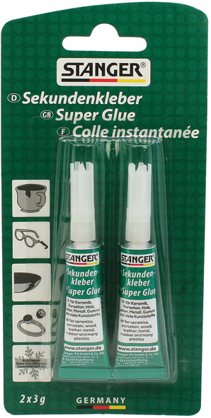 Glue Superglue STANGER 2x3g on card