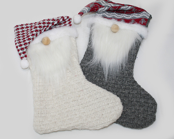 Santa boots XL 27x18cm with cute Santa head and Santa hat,