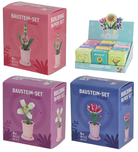 Baustein Set Blume im Topf 10cm, 12/s, im Display, 30 bis 40