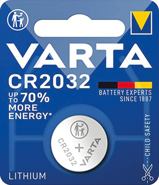 Batterie Varta pile bouton CR2032 1pc sur carte