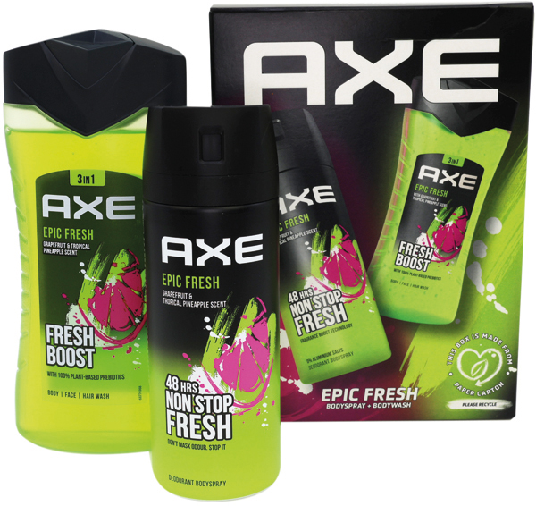 Spray déo Axe PP 150ml+ 250ml douche Epic Fresh