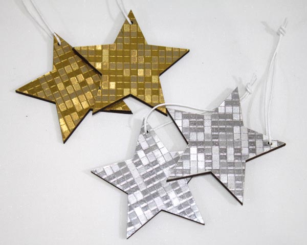 Holzdekostern 2er Set, im glänzendem Look