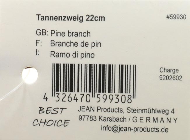 Toller Tannenzweig 22cm, verzierte Tanne