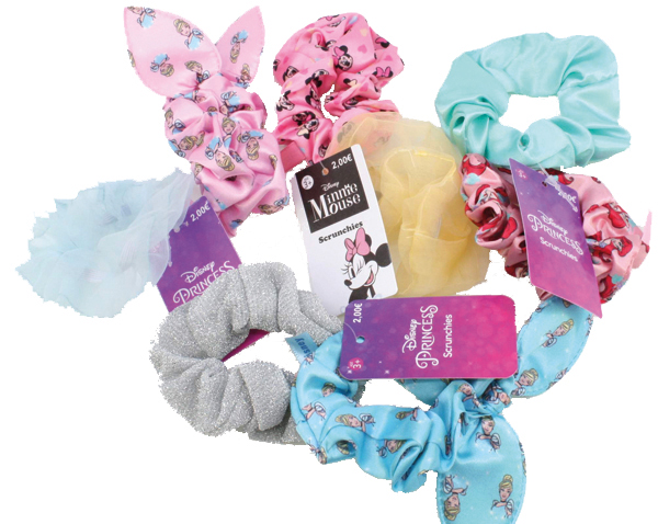 Hair Scrunchies Disney 2pcs, 6fold assorted