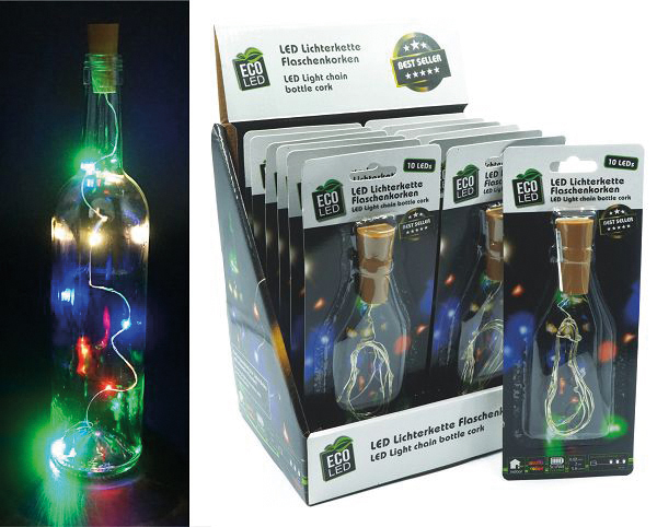 Bottle light, colourful, 10 LEDs, approx. 75cm,