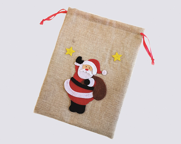 Classic jutebag 26,5x19cm with Santa Claus motif