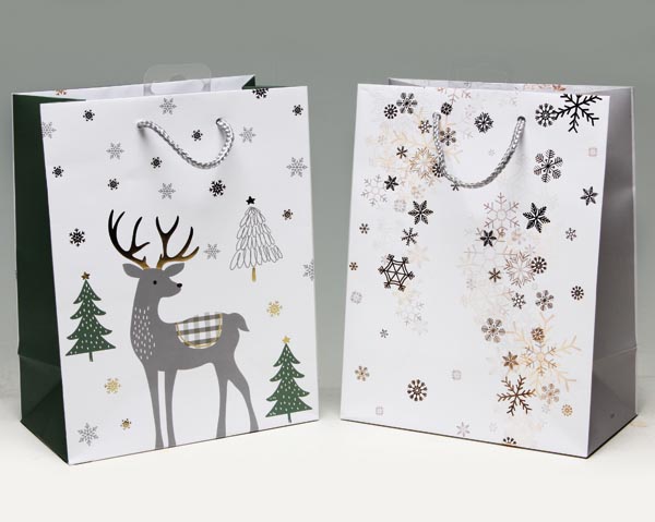 Geschenktasche 23x18cm, Elch oder Snowflakes
