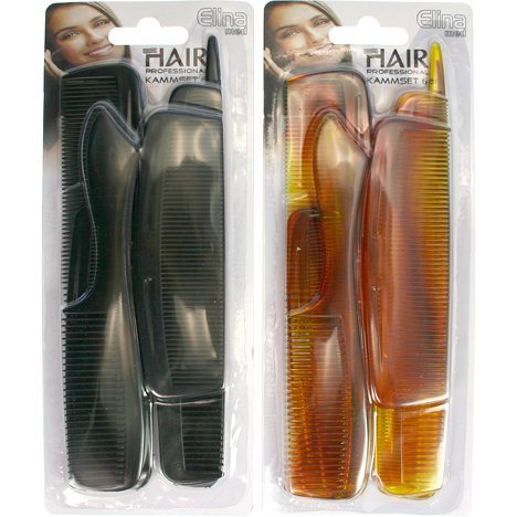 Comb Set 6pcs 2 asstd. Horn/Black