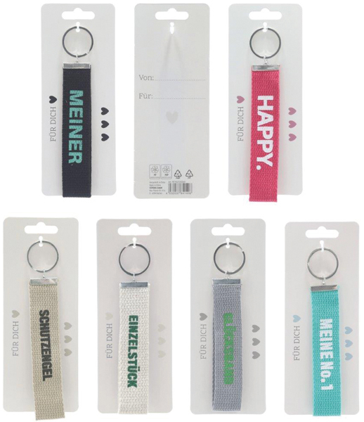 Key chain, approx. 3x16cm, printed 6 designs, 6 colors,