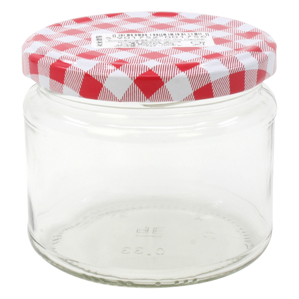 Preserving jar/break jar with chequered lid 330ml