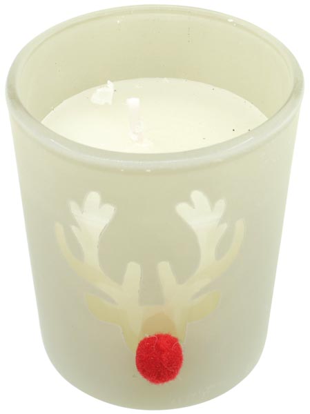 Kerzenglas mit Wachs und Rudolphnase 6,5x5,5cm