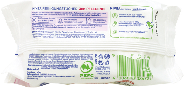 Nivea Visage Reinigungstücher pflegend 25er 3in1