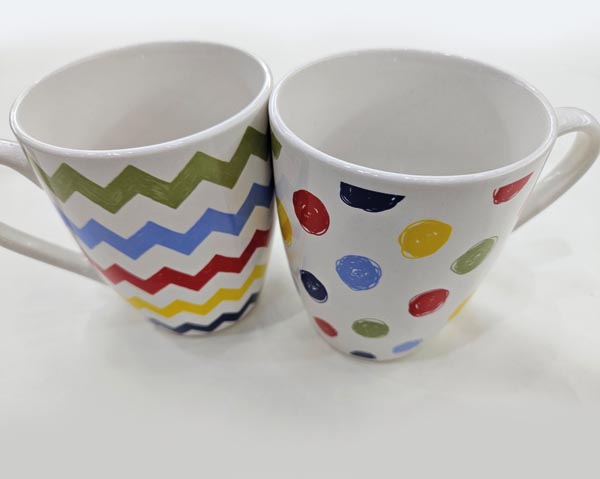 Coffee mug dots and stripes assorted 310 ml, 10.5 x 8.5 cm,