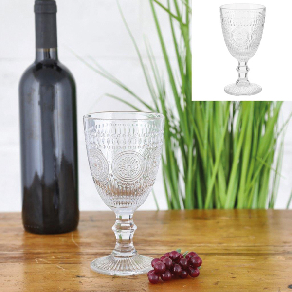 Verre à vin Mandala transparent, verre d'environ 300 ml,