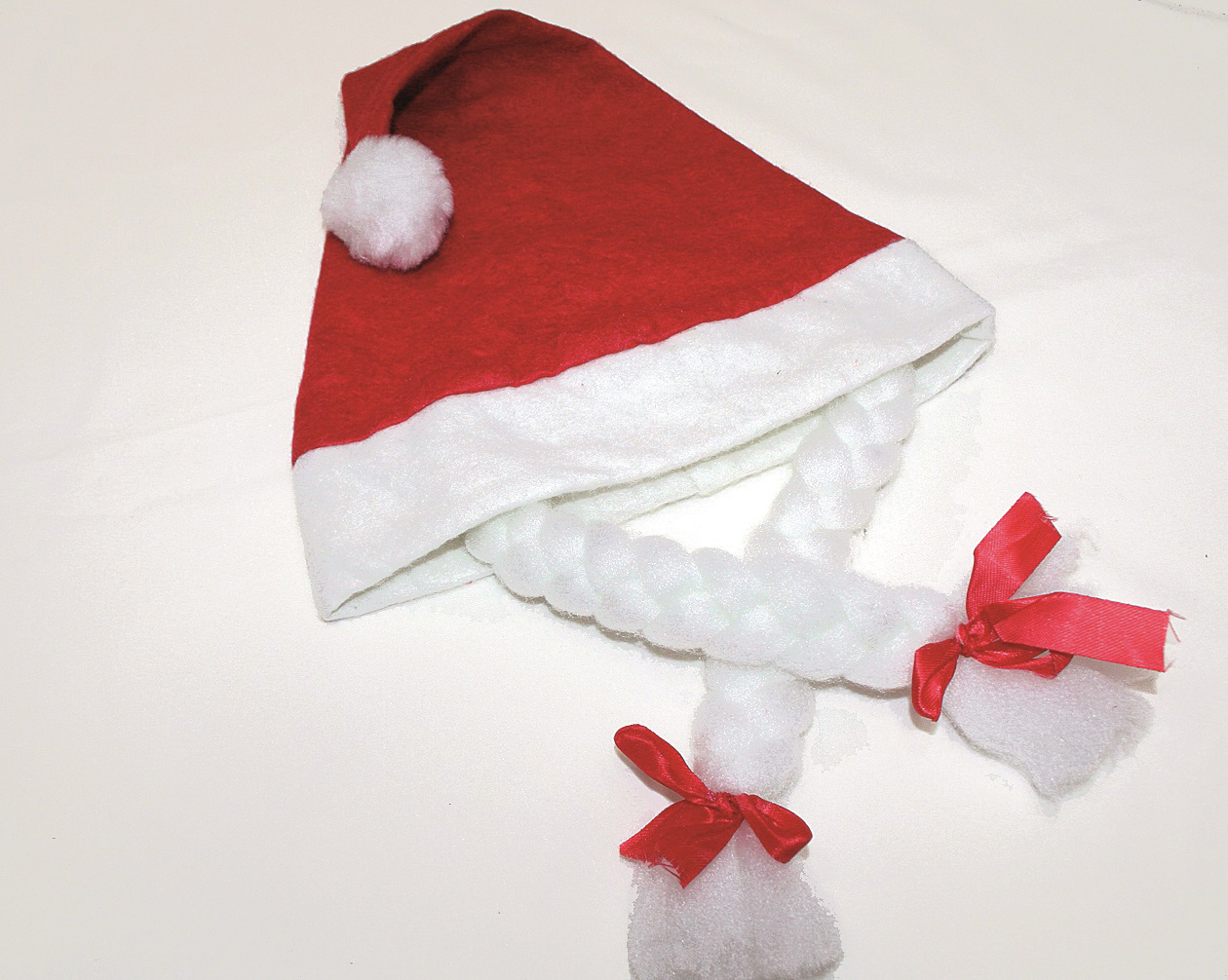 Felt Santa hat 65x41x28cm with plaits