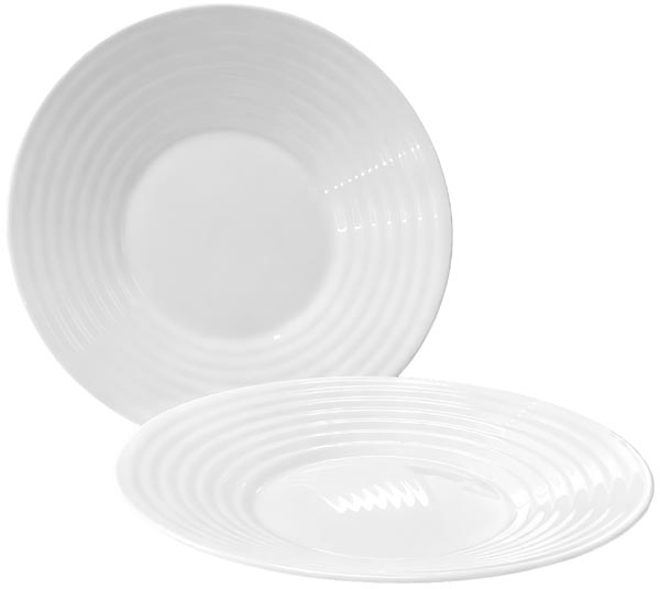 Opal Teller klein 19cm weiß mit Rillen Relief