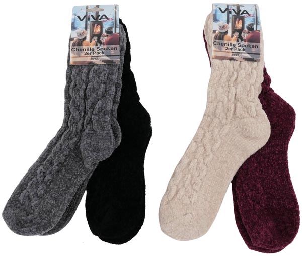 Kuschelsocken Chenille 2er Pack! 35/38 - 39/42