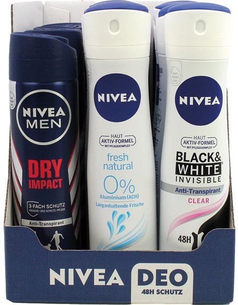 Nivea deodorant spray 150ml mixed box of 15