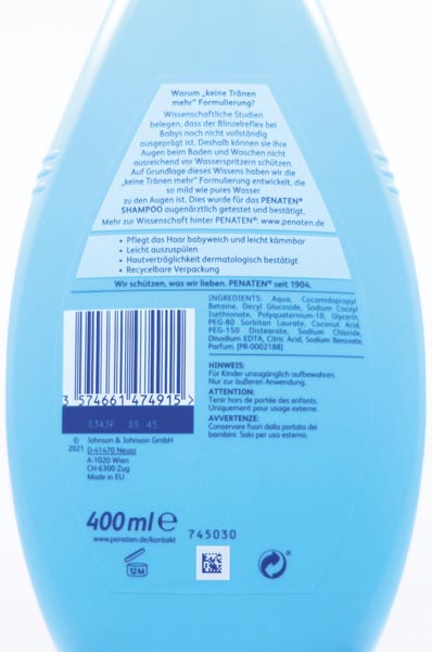 Penaten shampoo 400ml no more tears