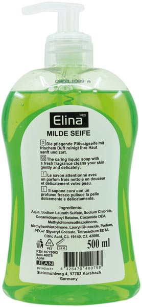 Savon liquide Elina 500ml pomme avec distributeur