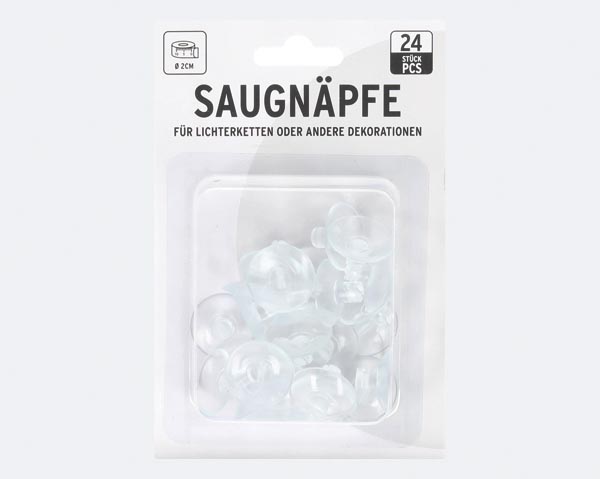 Suction hooks, set of 24, approx. 2cm diameter, slotted, in