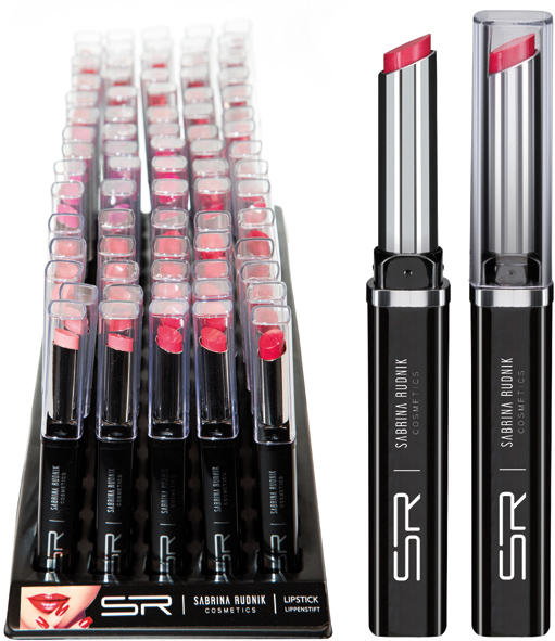 Kosm. Lippenstift rot & pink 75er Tray, 12 Farben