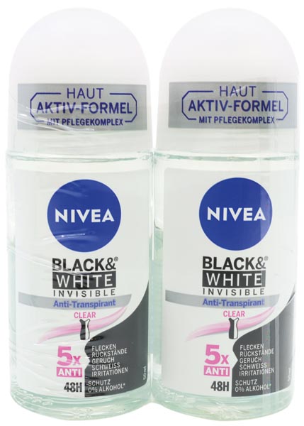 Nivea Deo Roll-On 2x50ml Invisible Black&White