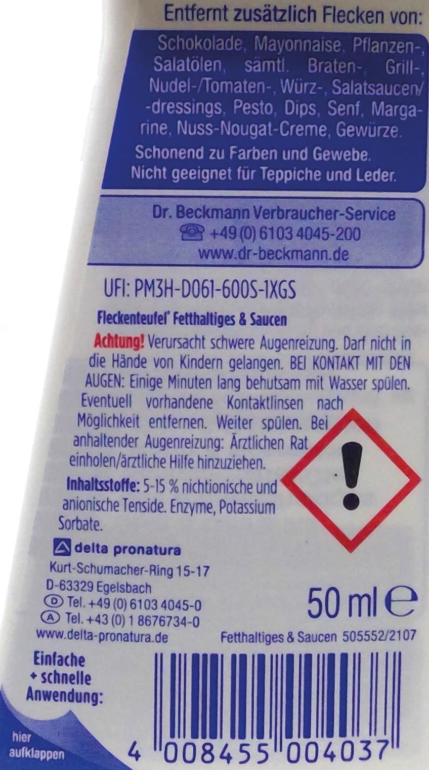 Dr. Beckmann Fleckenteufel 50ml Fett+Saucen