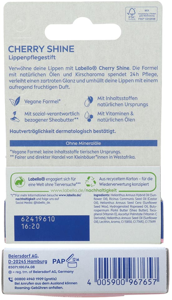 Labello Lip Balm 4.8ml Shine Cherry