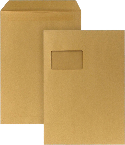 Envelopes DIN C4 with window, self adhesive