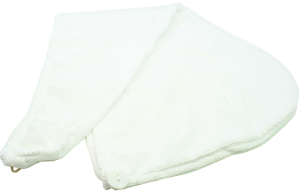 Microfibre hair towel 58x22x7cm w. button