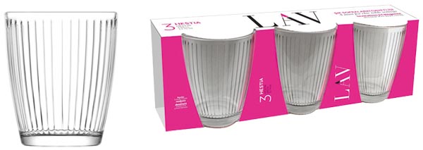 Glas Trinkglas 340ml mit Rillendesign, 3er Set!