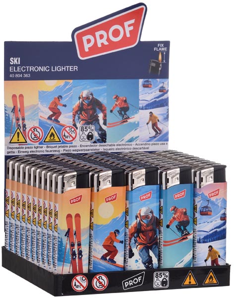 Feuerzeug Fixflame Ski-Motiv, Elektro im 50er Display