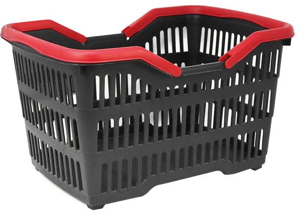 Black shopping basket with colored handle approx.