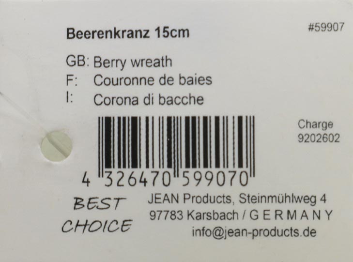 Großer Beerenkranz 15cm mit ca. 45 toll rot