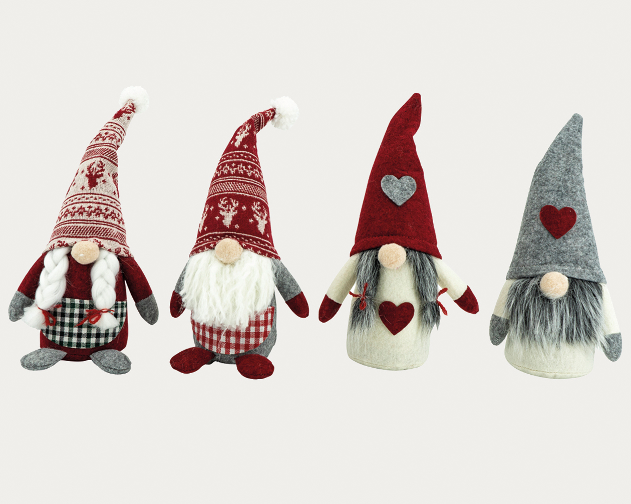 Gnome Nordic XL 25cm, with felt, red/white/grey,