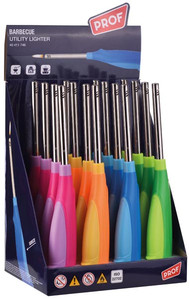 Feuerzeug BBQ - zweifarbig, Squeeze, im 16er Display