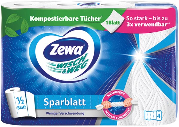 Haushaltsrolle Zewa Wisch&Weg Sparblatt 4x74