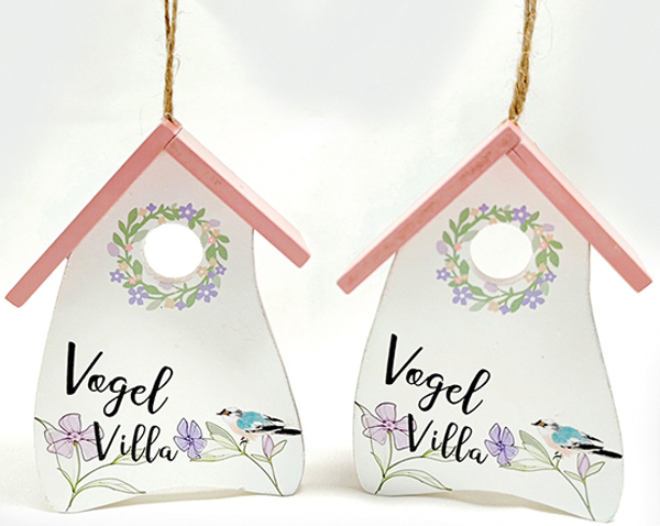 Wooden birdhouse painted to hang 15x10x3cm, lovingly