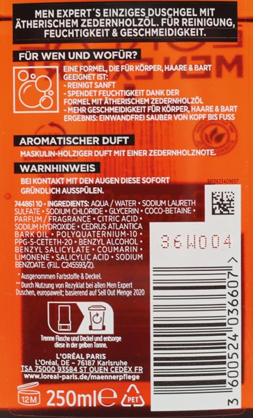 L'Oreal Men Expert Shower 250ml Stop Stress