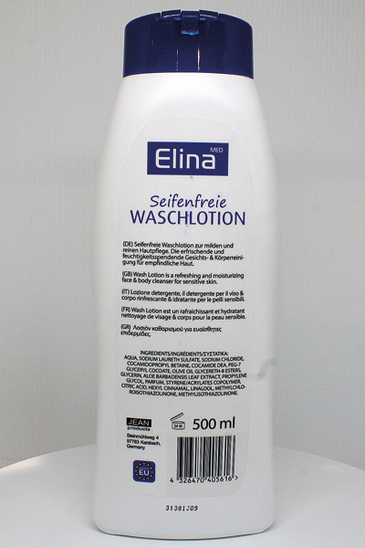 Lotion lavante Elina 500 ml pH 5,5 neutre pour la