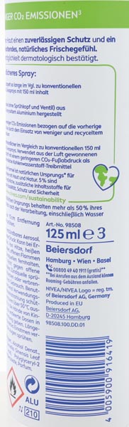 Nivea Déodorant 125ml eco fresh rose