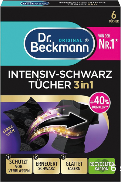 Dr. Beckmann intensive-black color wipes 6's