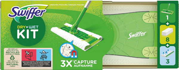 Swiffer Starter Floor Stick + 8 Dry + 3 Wet Wipes